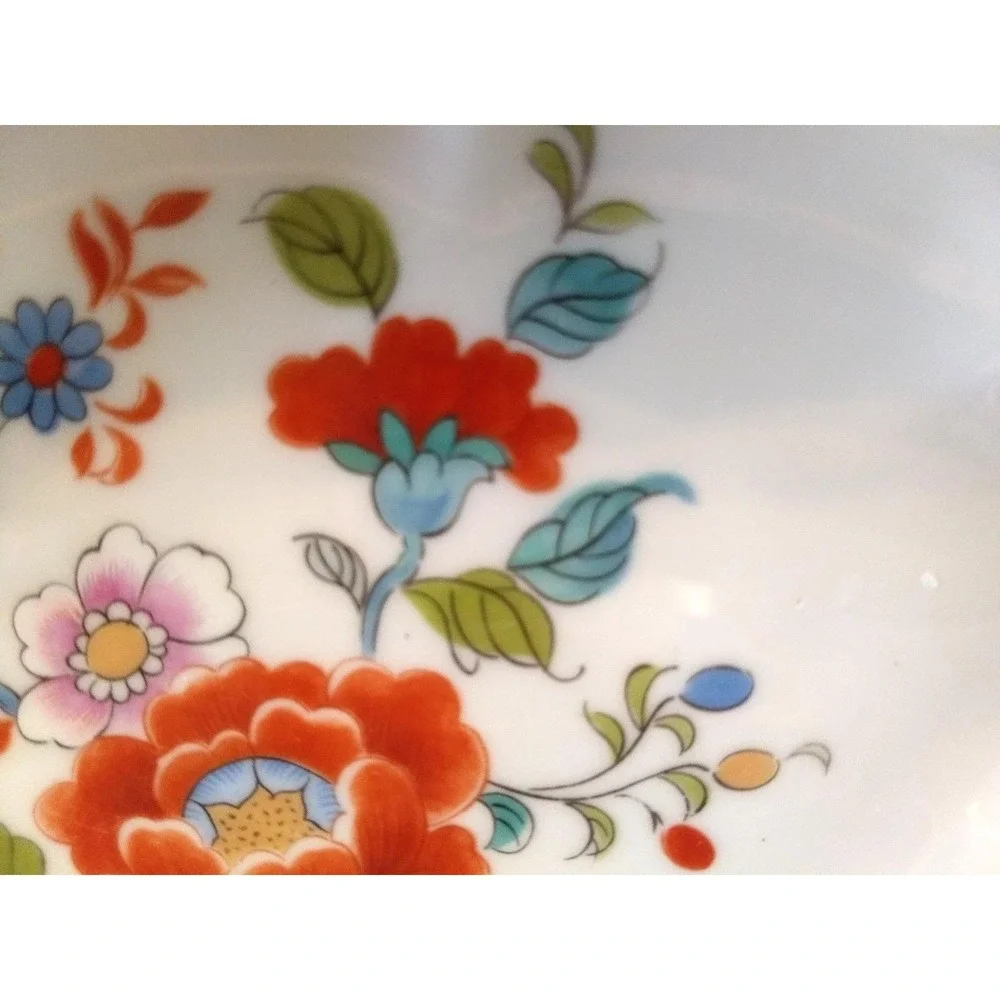 Limoges France Porcelain Vanity Tray LEC Handpainted Floral Scallop Edge Trinket